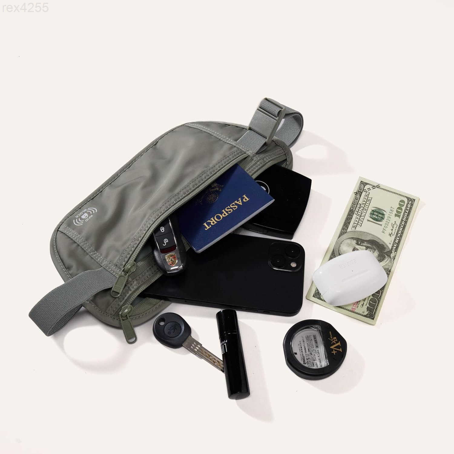 RFID Blocking Travel Money Belt Hidden Waist Pouch for Passport Cash Cards Slim Belt Bag for Men and WomenW250912