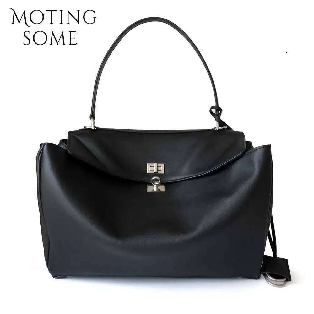 Motingsome 2024 Rodeo Buckle Woman Designer Bags Cow Leather Handbag Fashion Lady Pouch Retro Underarm Purses Tote New