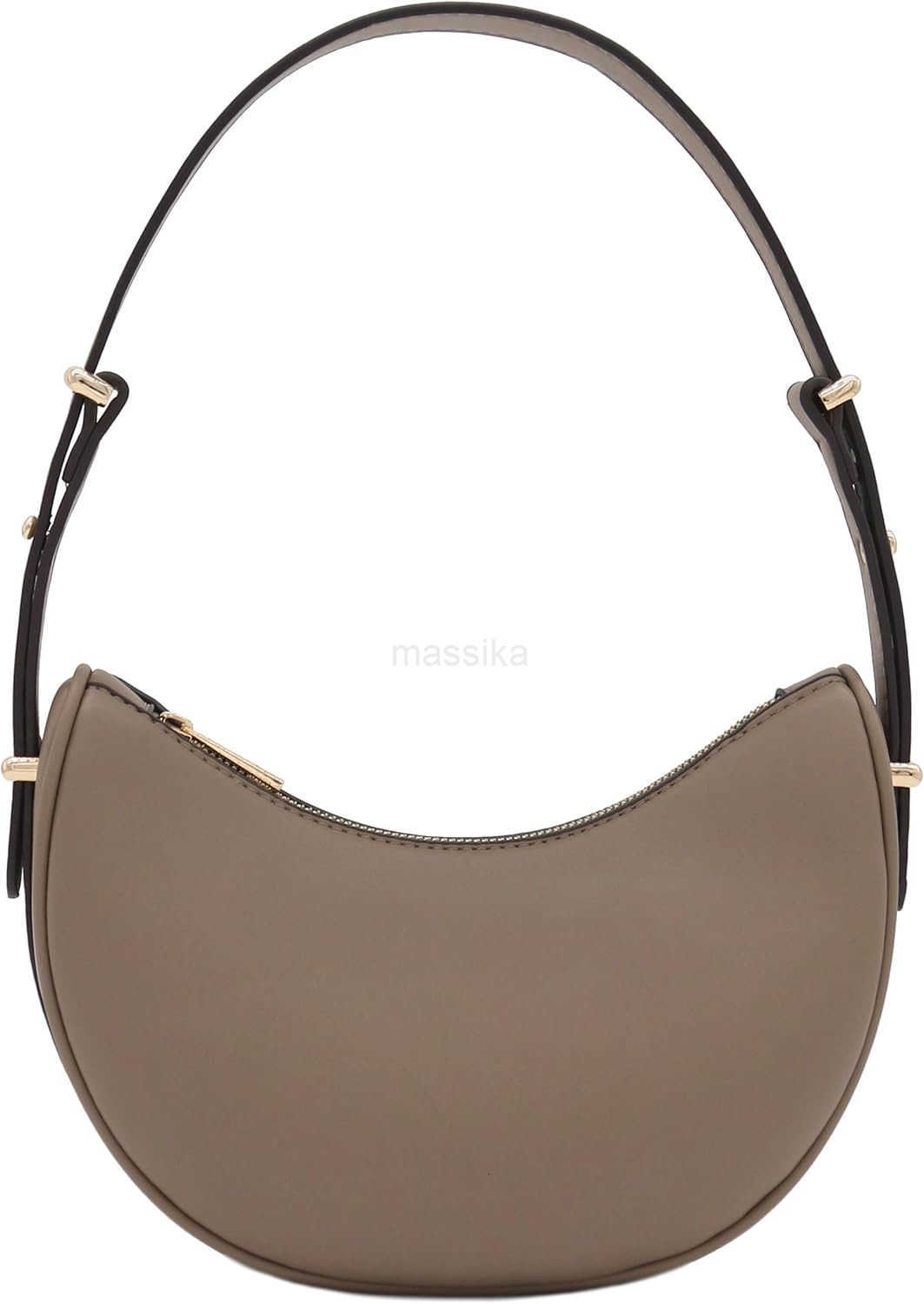 Small Crescent Smooth Faux Leather Underarm Shoulder Bag M250912