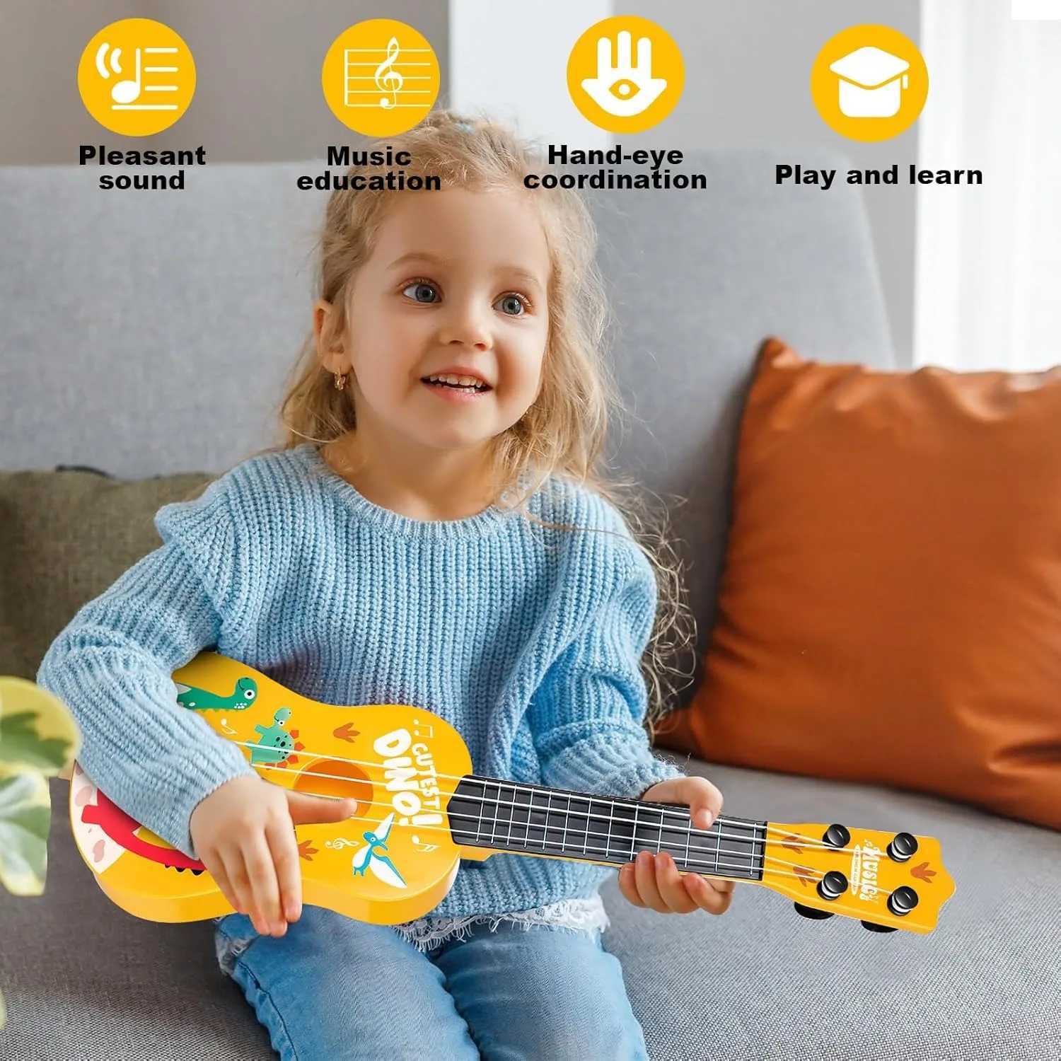 17 Inch Mini Kids Classical Guitar 4String Ukulele Dinosaur Design Christmas Birthday Gift Musical Toy for Beginners Party C250912