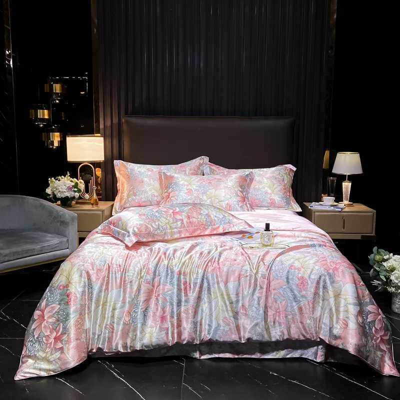 Floral Pattern Mulberry Silk Bedding Set Luxury HighEnd Duvet Cover Bed Sheet Pillowcase Smooth Comforter Quilt Cover Bedsheet C250912