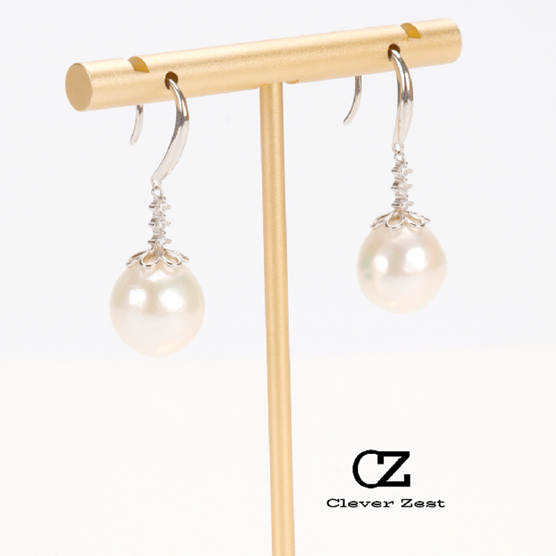 Natural Freshwater Baroque Pearl Stud Earrings Sterling Silver Freshwater Pearl Stud Earrings Fashionable and Versatile Trendy Anniversary Gift