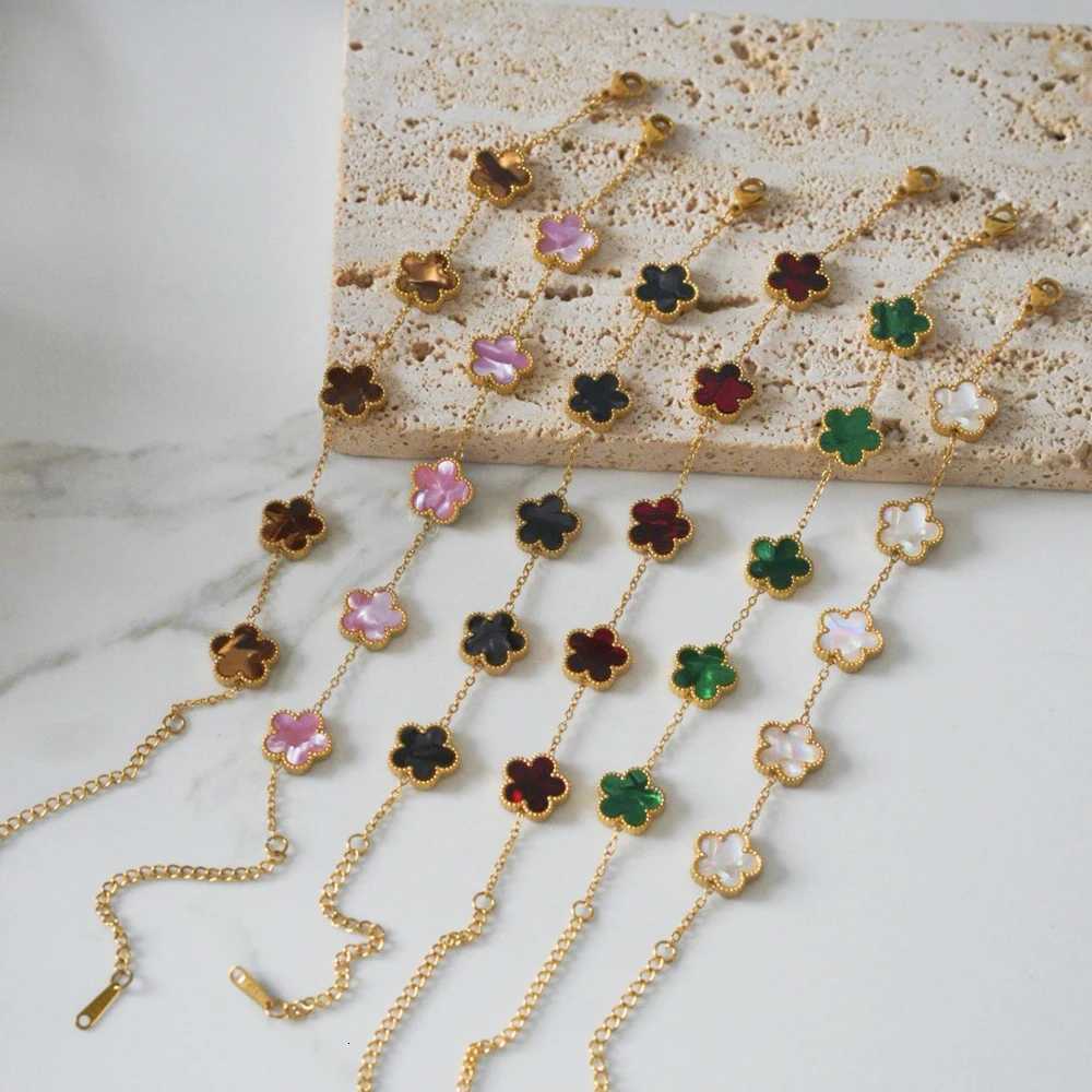 ALTERA GoldPlated Stainl Steel Plant Flower Bracelet With Five Petals Wens Luxury Gifts Bracelets Adjustable S250912