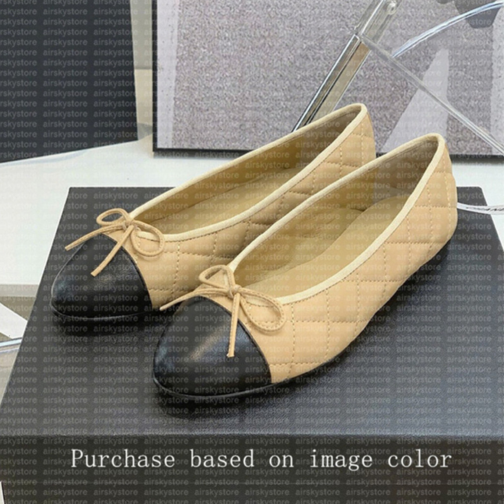 Chaussures de créateurs Paris Designer Black Ballet Flats Chaussures Femmes Quilted Great Cuir Slip on Ballerina Luxury Round Toe Dames Dames Sho