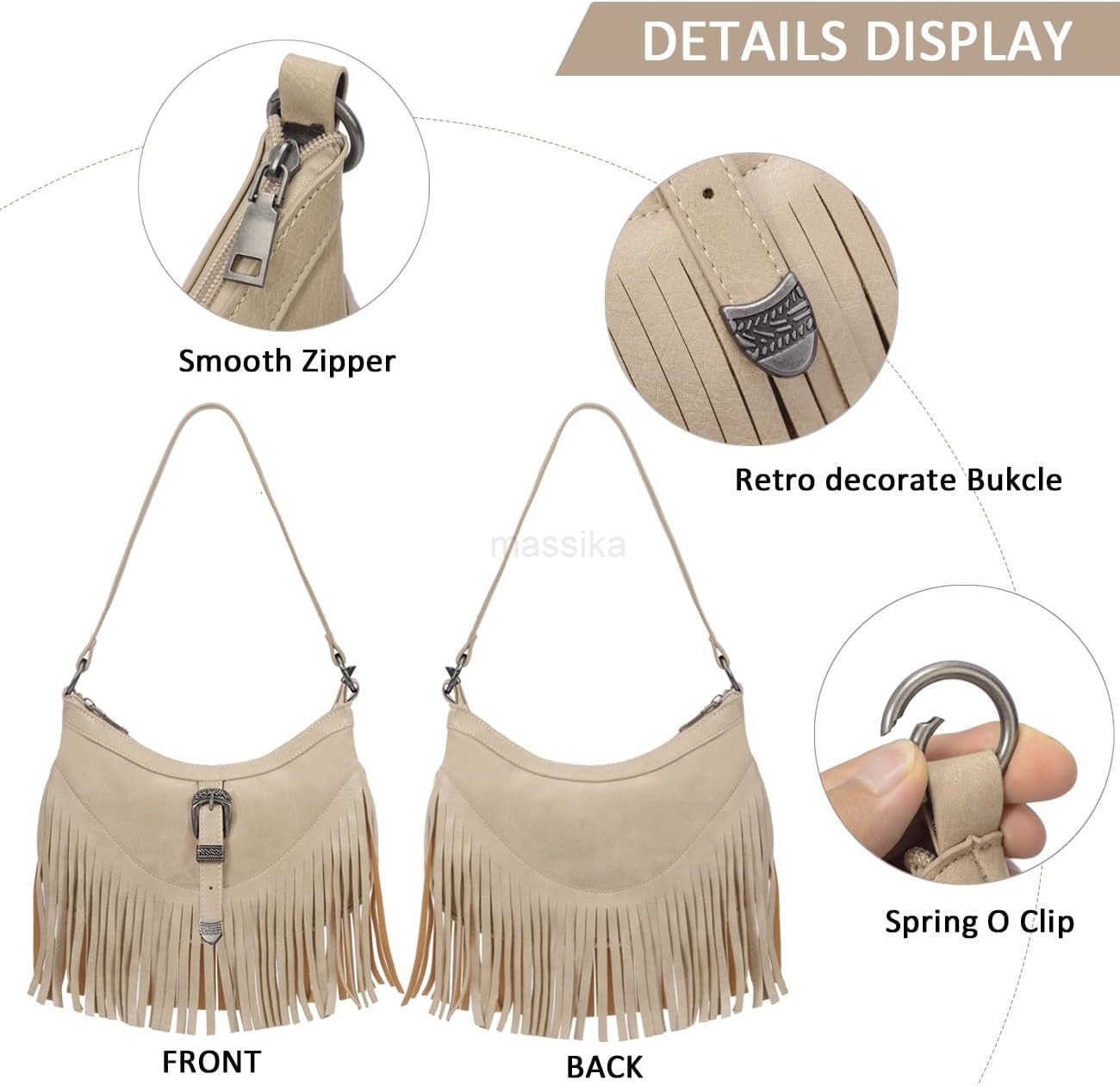 Fashion Small Western Fringe Underarm Purse Mini Hipppie Shoulder Bag with Tassel for Women M250912