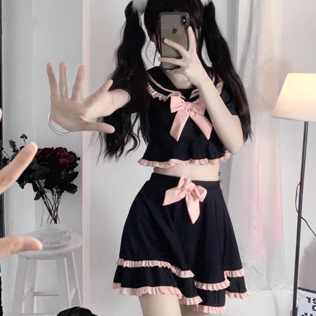 Women's Swimsuit New Summer Two-Piece Skirt Style Student Pure Desire High-End Small Petite Slimming Swimwear