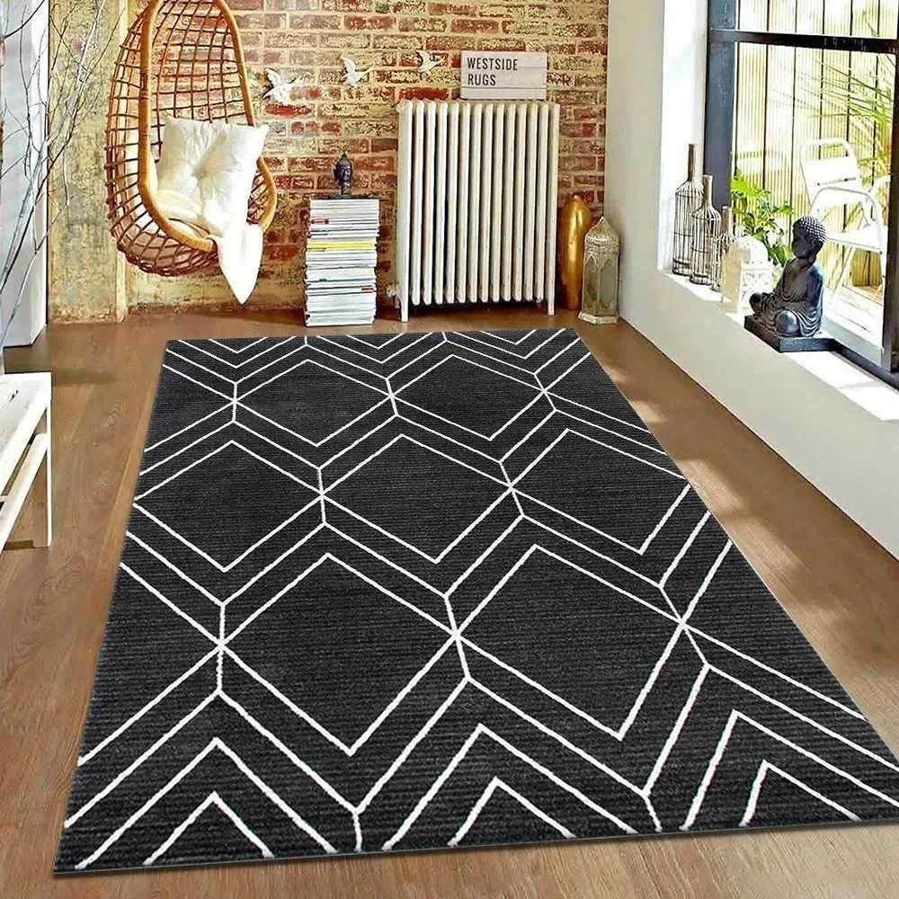 Brown Geometric Living Room Carpet Nordic Minimalist Art Rug for Hotel Homestay Retro American Style Decor Non Slip Floor Mat C250912