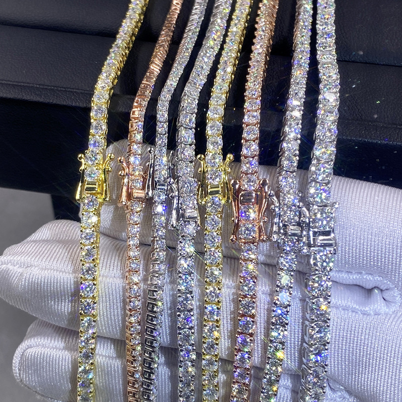 Cheap Price Iced Out Diamond Chains 925 Sterling Silver Tennis Chains GRA Certificate VVS Moissanite Tennis Necklace