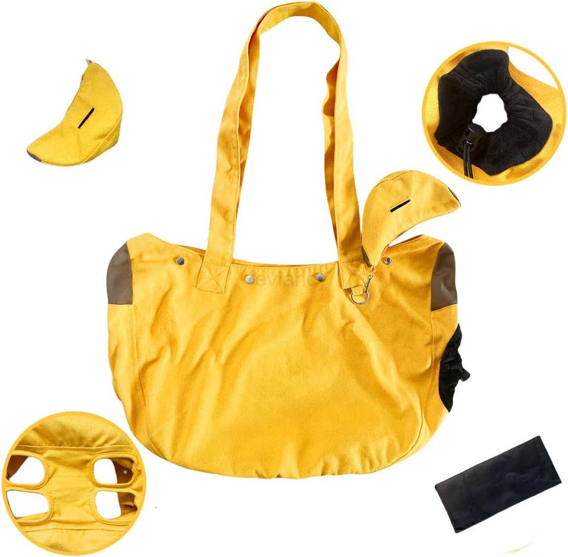 Pet Carrier Tote Bag Yellow Canvas with Dog Design Large Capacity Shoulder Bag with Accessory PouchW250912