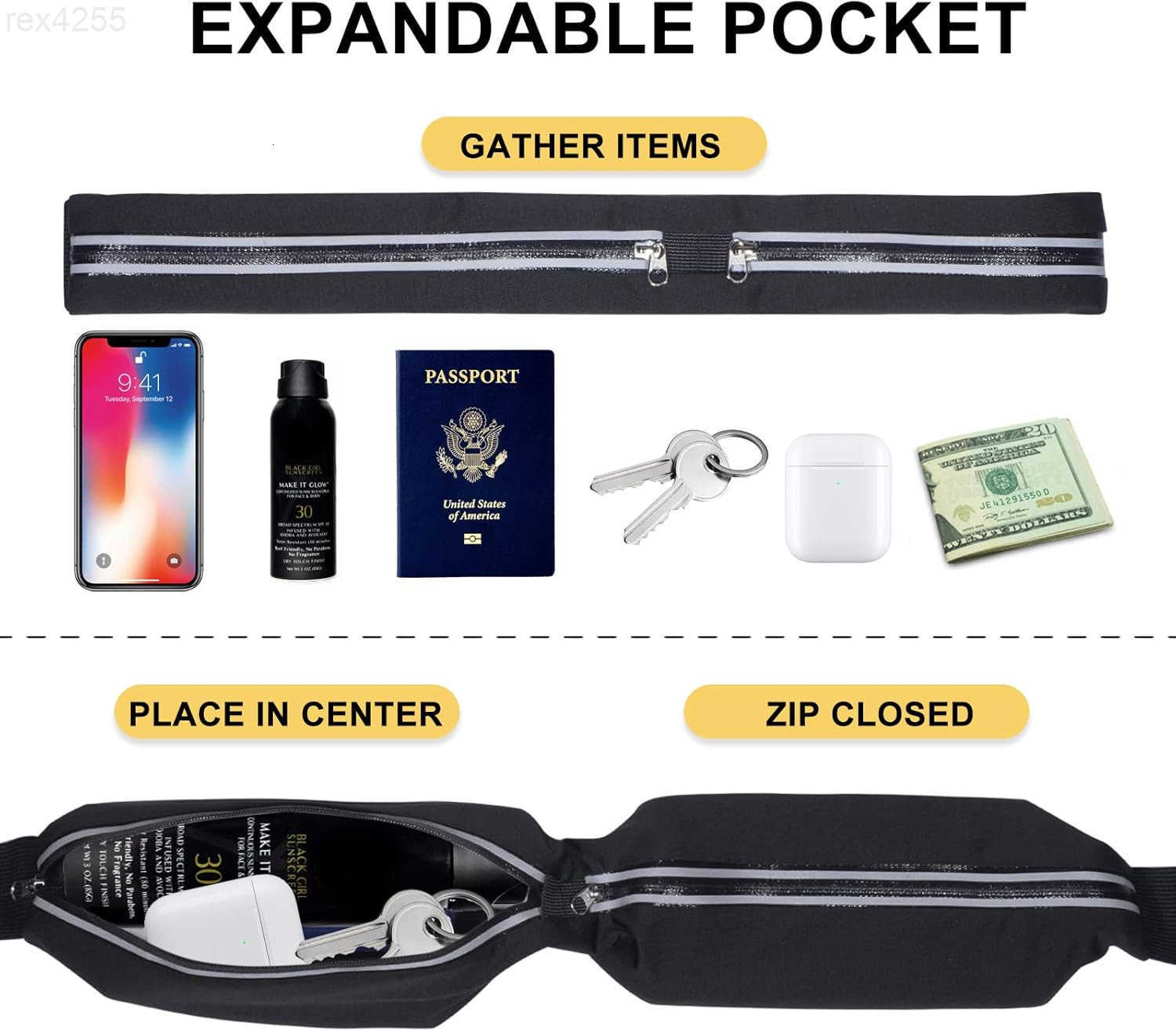 Running Belt Fanny Pack for Men Women Runner Marathon Jogging Waist Pack Sport Workout Exercise Fitness Phone Holder Belt for Men Women Jogger Slim Wa