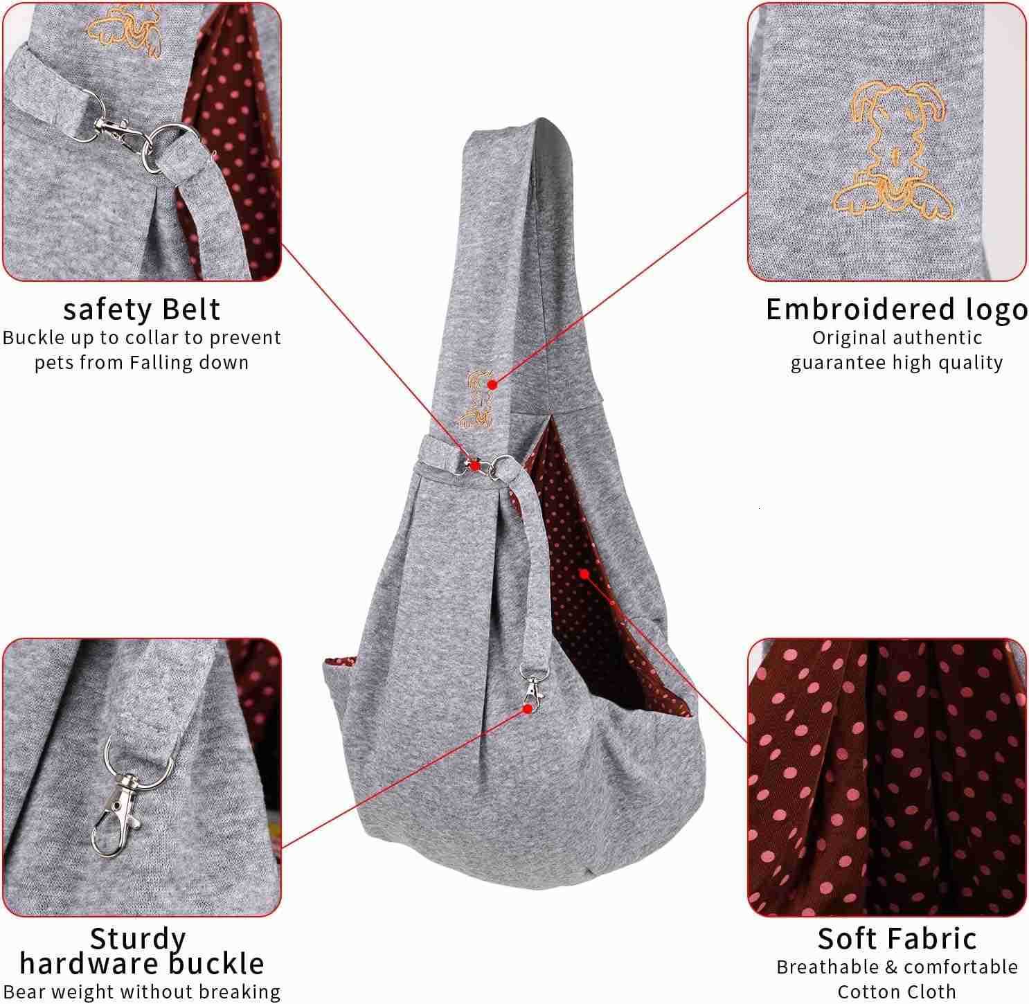 Small Dog Cat Sling CarrierHands Free Reversible Pet Carriers BagPet Carrier Shoulder Crossbody Pet Slings Suitable for Puppy Small Dogs and Cats for 