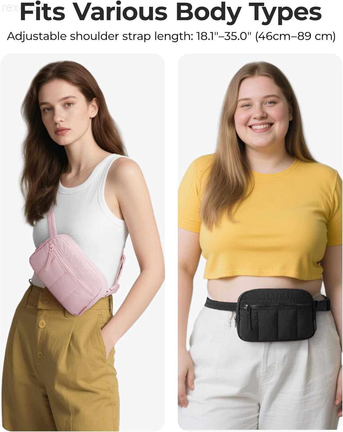 Fanny Packs for Women Cross Body Quilted Puffy Belt Bag with Pockets Fashion Waist Packs for Traveling Hiking BlackW250912