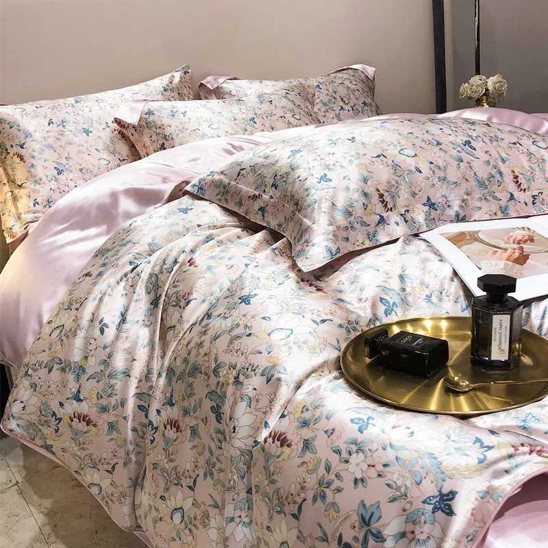 Luxury Blending Mulberry Silk Bedding Set with Duvet Cover Bed Sheet Pillowcase Double Couple Single Summer Blanket Cover Sheets C250912