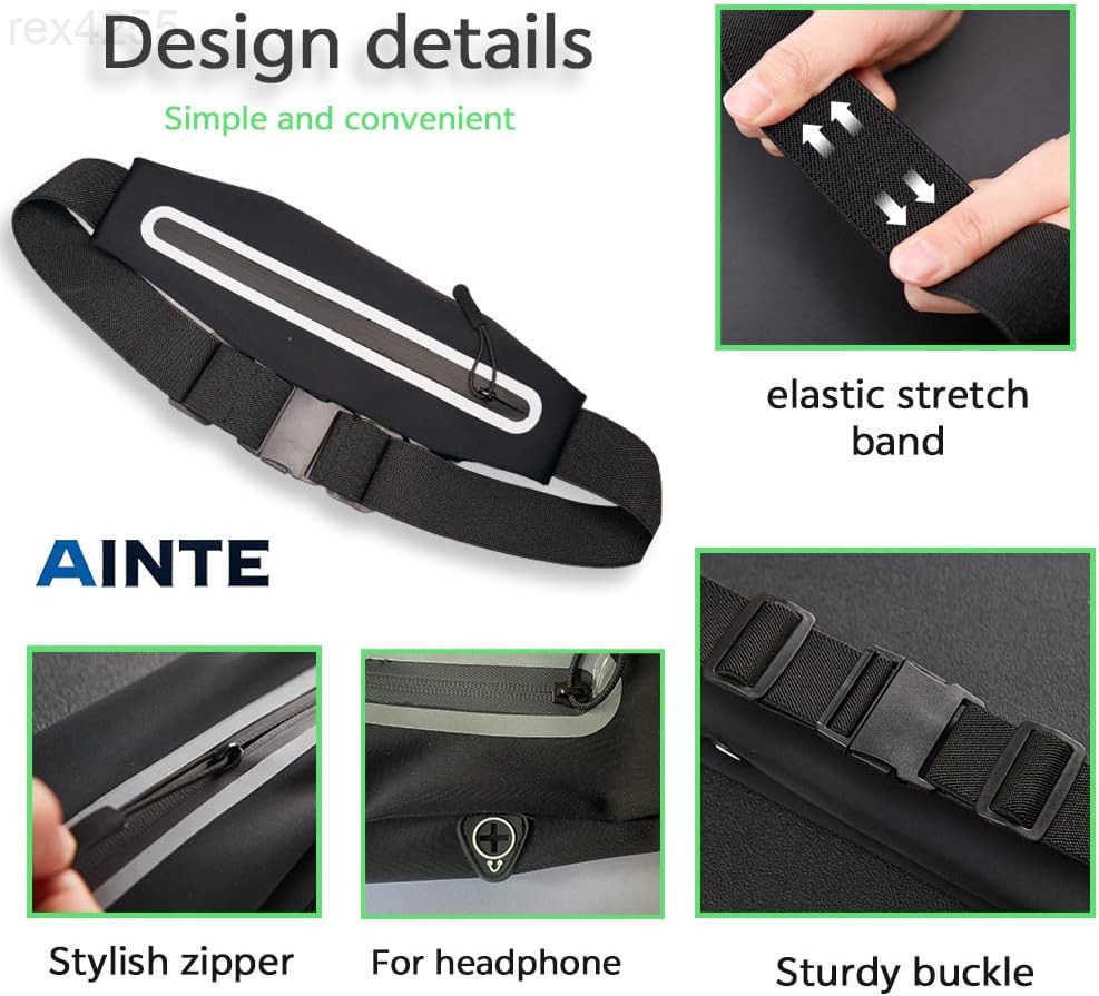 Slim Running Belt Fanny Pack for Women MenRunning phone holderRunning Waist Pouch bag for Workout JoggingMoney beltRunner Gear AccessoriesBlackW250912