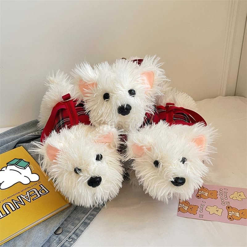 Dog Plush Crossbody Bag for Women Cute Furry Fuzzy Dog Purse Small Backpack Western Highlands Kawaii Stuffed Animal Bag M250912