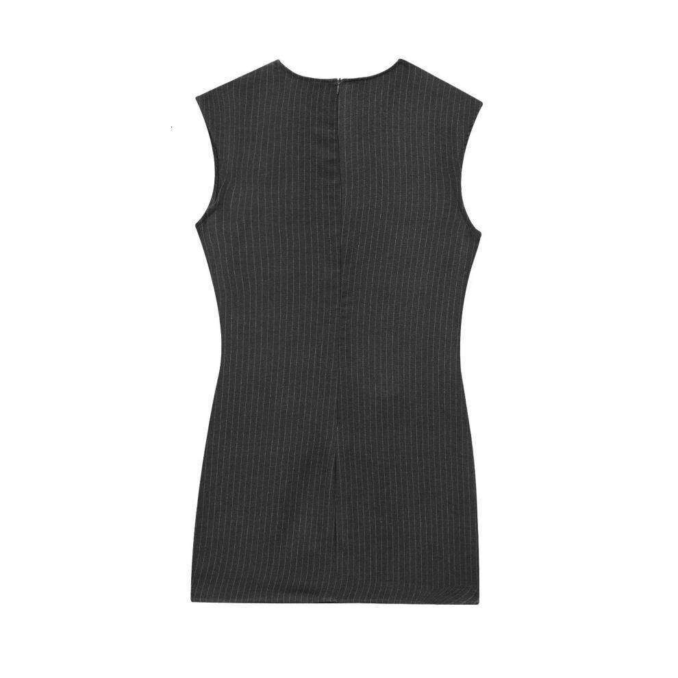 DHEssentials 2025 New Style Women's Fashion Belt Double-Sided Fabric Sleeveless Mini Dress 0264870