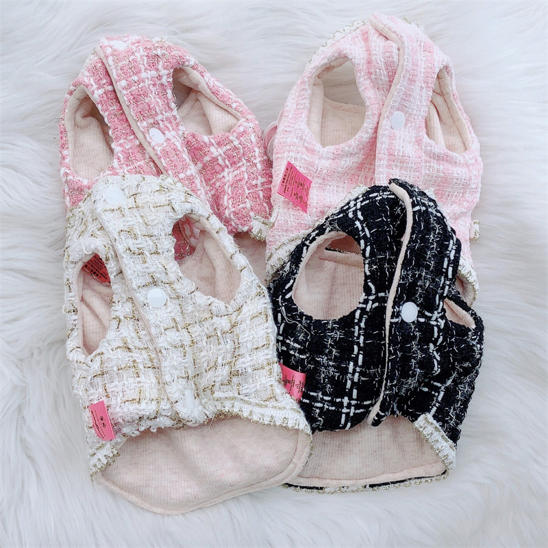 Designer Sweet Petco Bordered Fragrant Short Vest Coat for Dogs, Free Arm Puppy Jacket, Warm Fleece Dog Winter Clothes