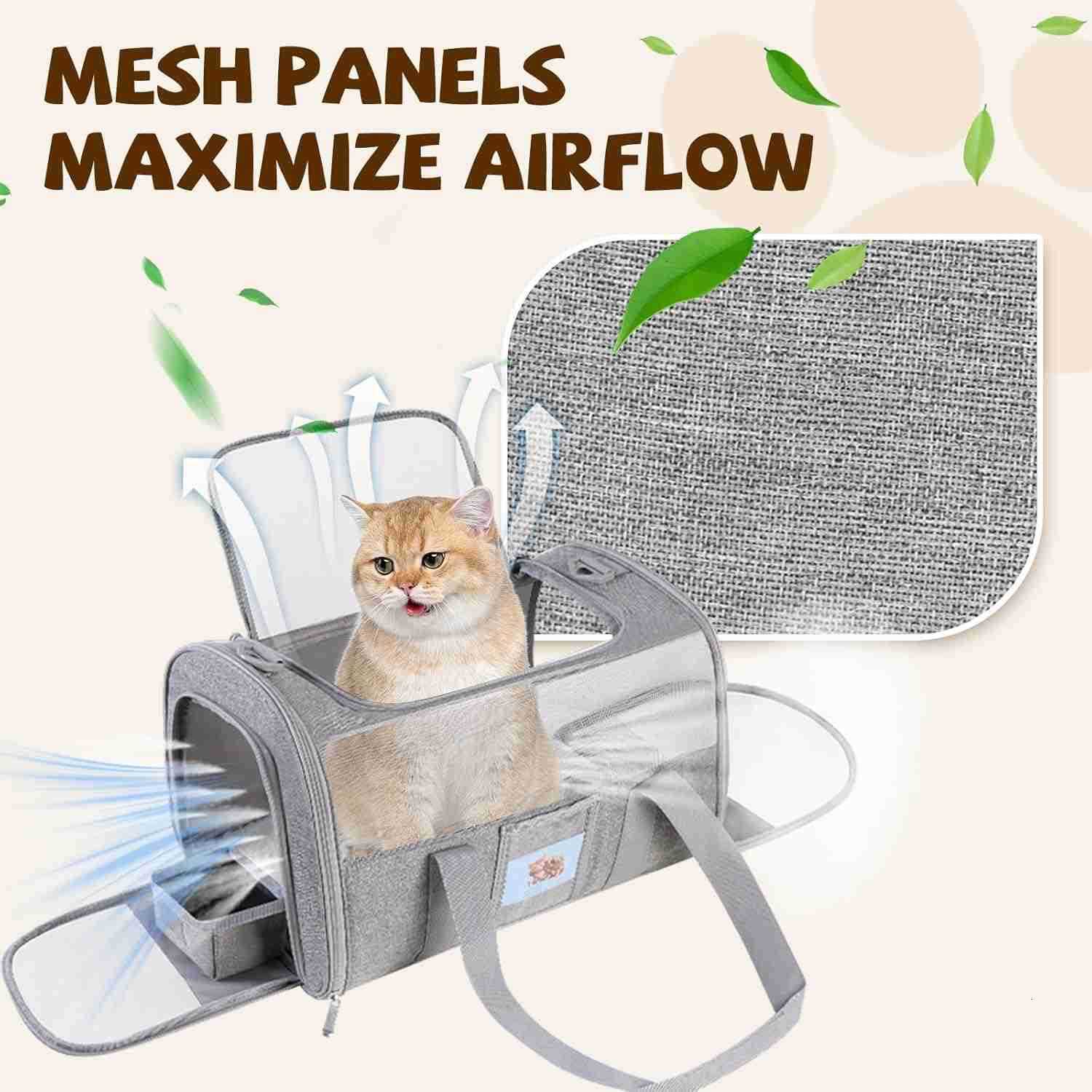 Cat Carrier Dog Carrier for Small Dog Medium CatsPet Travel Bag Puppies up to 15 LbsTSA Airline Approved Cat Carrier SoftW250912