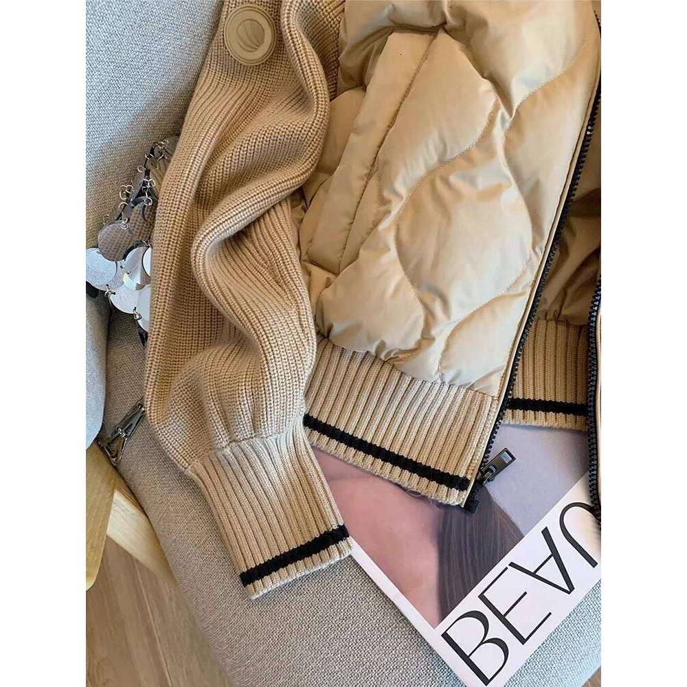 Retro Splice Knitted Cotton Jaet Lightweight Zipper Closure Youth Faion Autumn Winter Outerwear For Men And Women