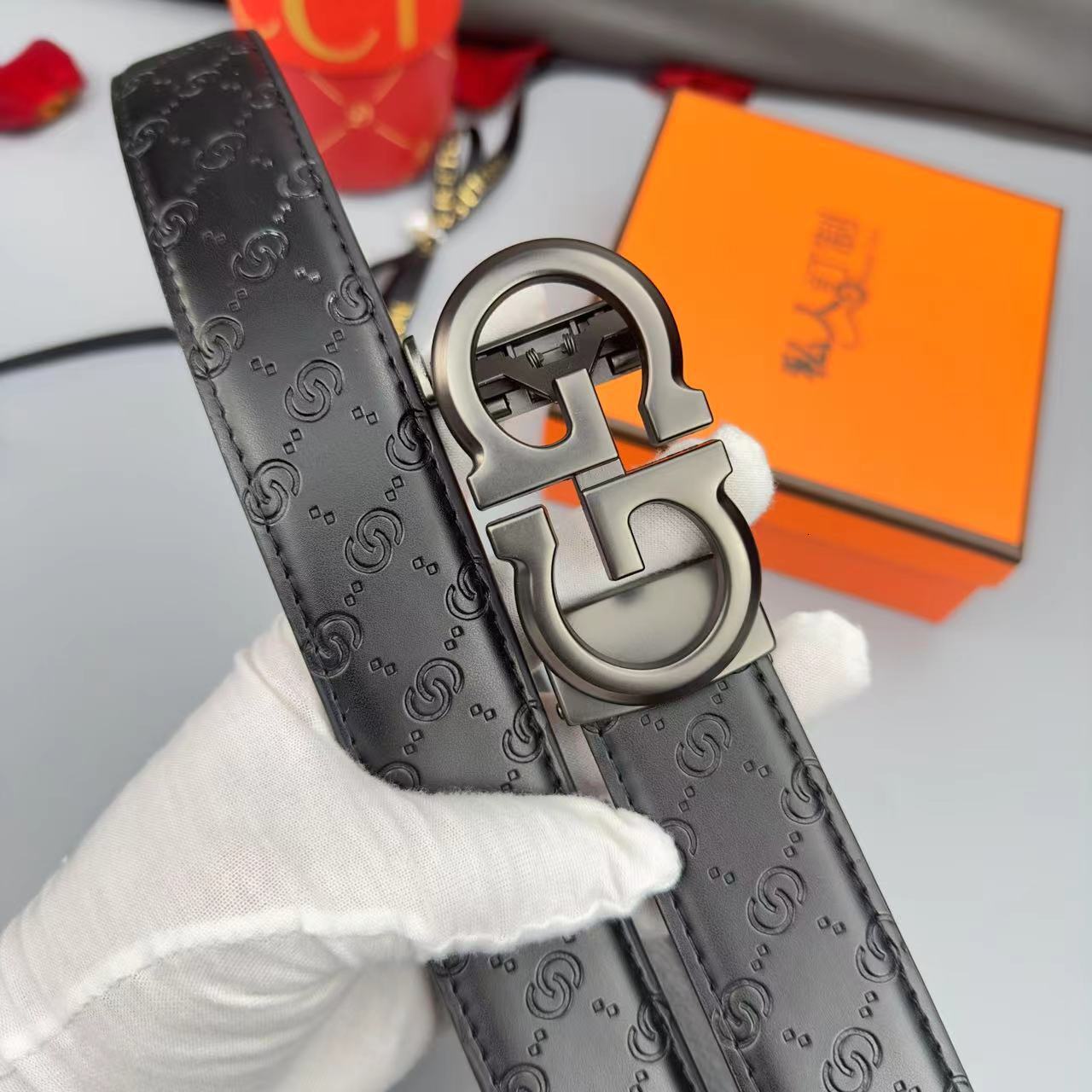 mens belt business men's leather automatic buckle letter g trendy elegant versatile young and middleaged highend belt designer belt