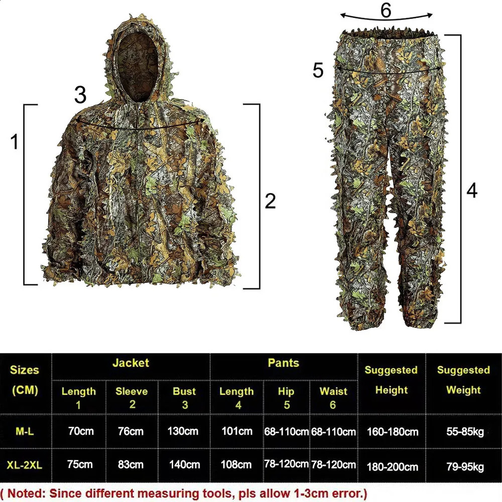 Ghillie Suit Men Women Kids 3D Leafy Bionic Camouflage Hunting Clothing CS Shooting Suit Tactical Combat Clothes Set250911