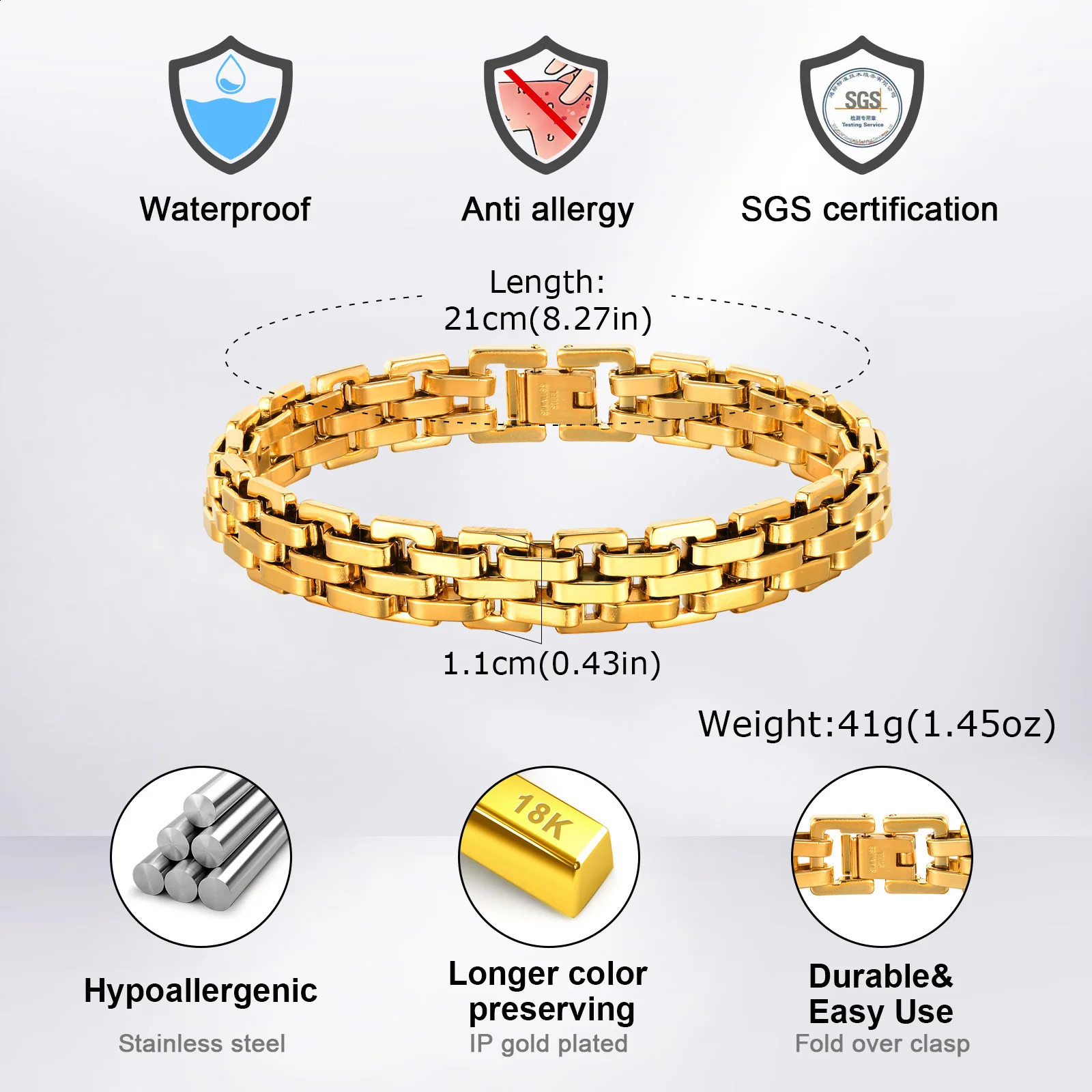 Gents Bracelet for Men Two Tone Stainless Steel Bracelet Men Jewelry250912