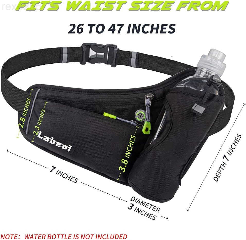 Waist Pack Waterproof Hydration Belt with Water Bottle Holder Adjustable Fanny Pack for Running Hiking Walking Cycling BlackW250912