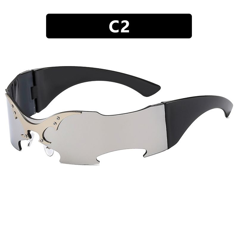 Futuristic Frameless Party Sunglasses Unisex Cyber Punk Nightclub Glasses UV Protection Hip Hop Dance Shield Techwear Accessories