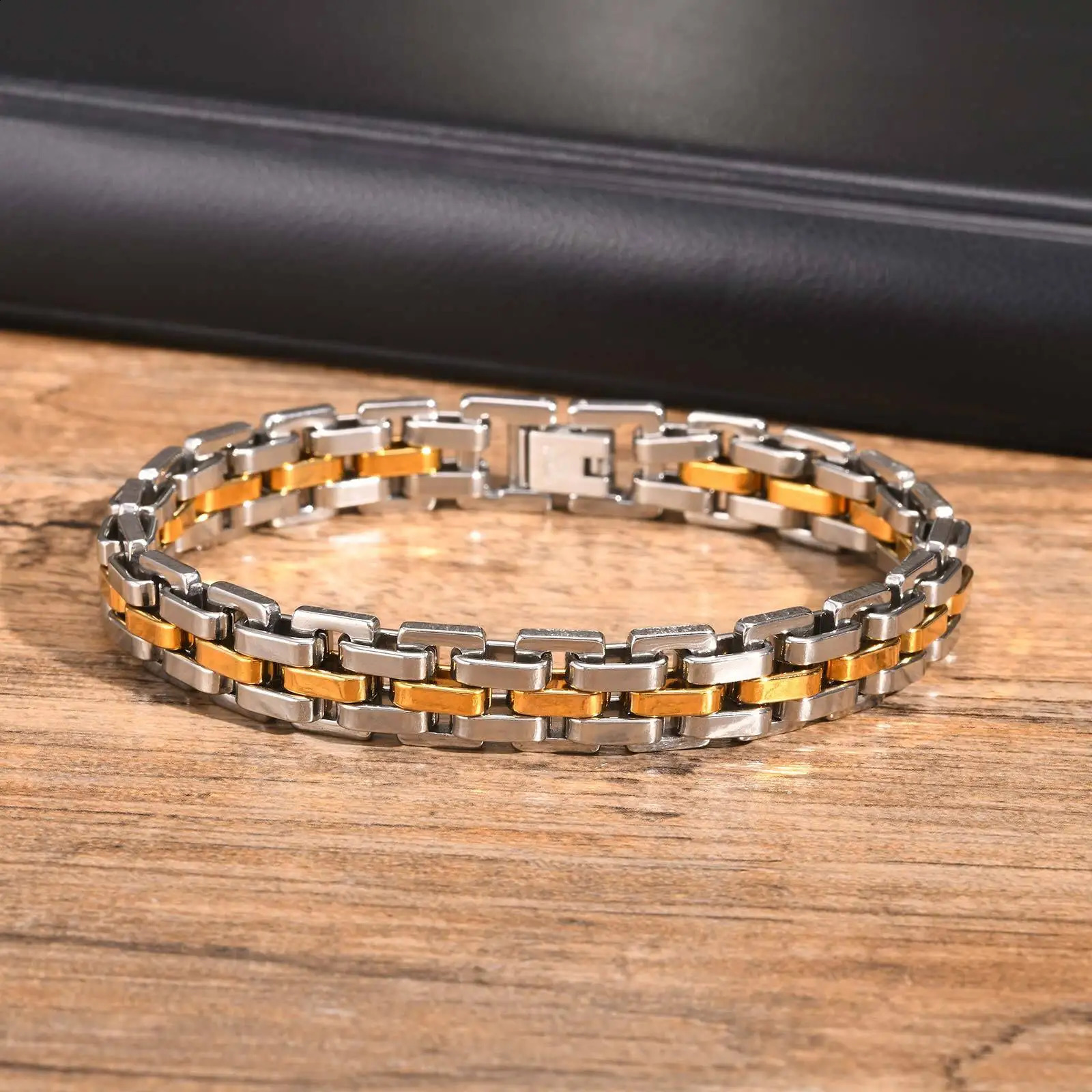 Gents Bracelet for Men Two Tone Stainless Steel Bracelet Men Jewelry250912