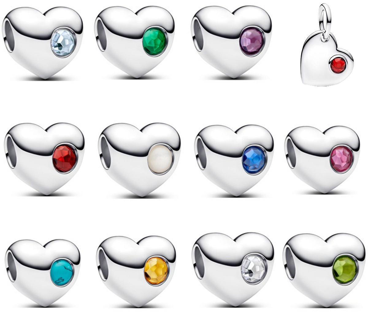 925 Silver New Heart-shaped Beads Silver December Birthday Birthstone Love String Scattered Beads