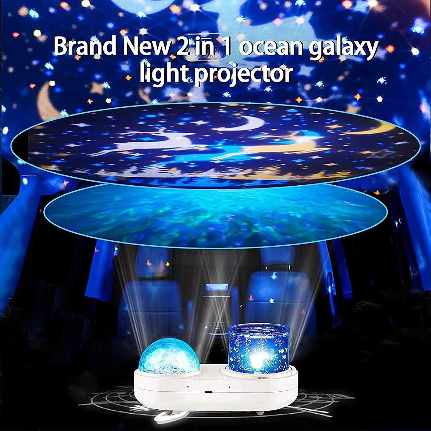 Ocean Light Projector for Bedroom Led Star Galaxy Sky Wave Color Rotating Underwater Wall Projection 3D Lamp Stereo Kids Gifts C251122