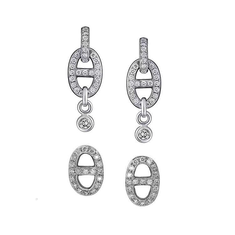 Minimalist Style Full Zircon Stud Versatile Ins Trend Simple Pig Nose Exquisite Elegant Earrings for Women