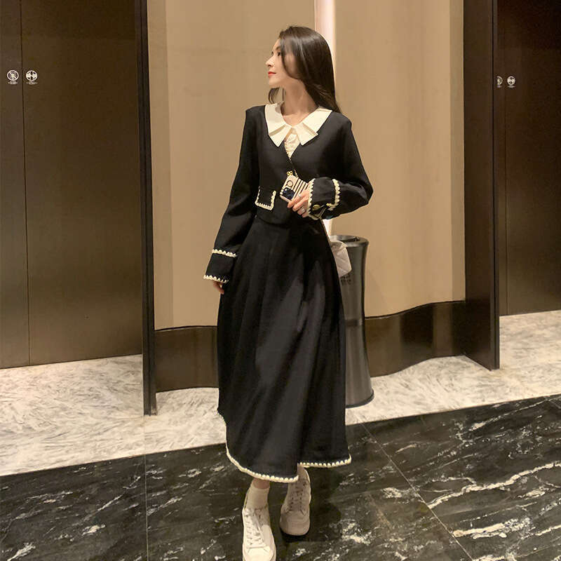 DHEssentials Plus Size Little Chanel Style Fake Jacket Top for Women High-End Feel 2025 Autumn Winter New Fat MM Half Skirt Two-Piece Set