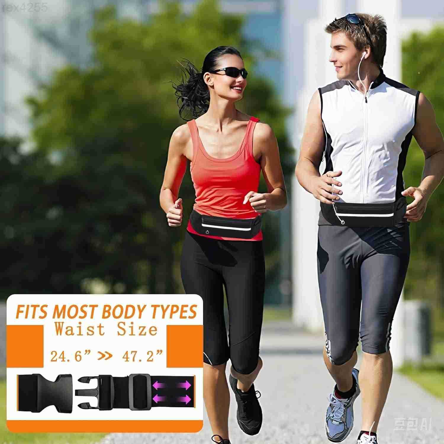 Slim Running Belt NoBounce Phone Holder for Women Man Waterproof Fanny Pack with QuickDry Pockets Night ReflectiveW250912