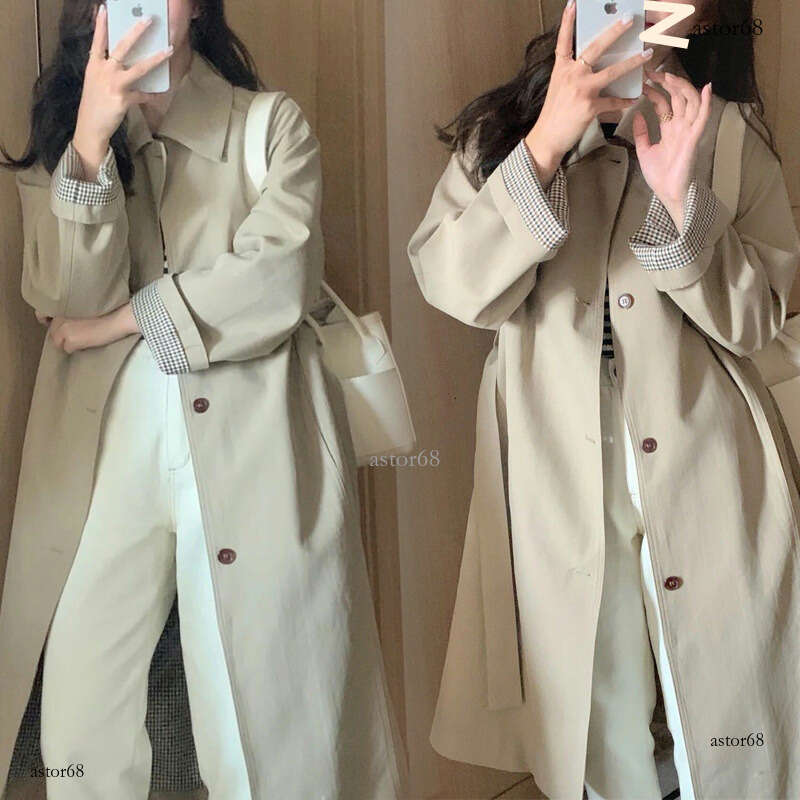 womens coat jackets womens fur coat Designer Trench Coat for Women, Spring and Autumn New Style, Plus Size, Loose Fit, Mid-Length, Versatile, Elegant,