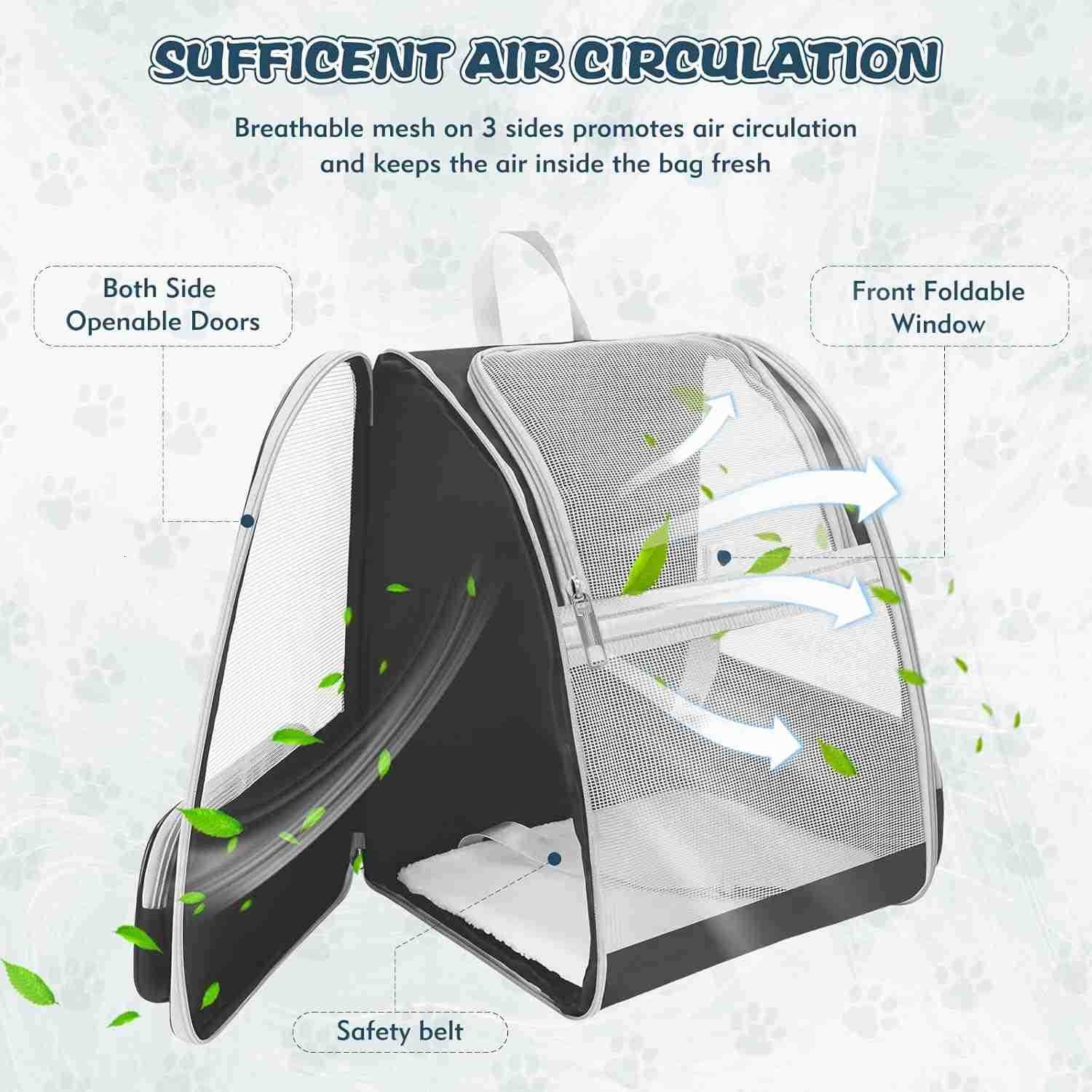 Cat Backpack Carrier Pet Backpack Carrier Cats and Small Dogs Collapsible Fully Ventilation Cat Backpack for Outdoors Hiking Camping Travelup to 165lb