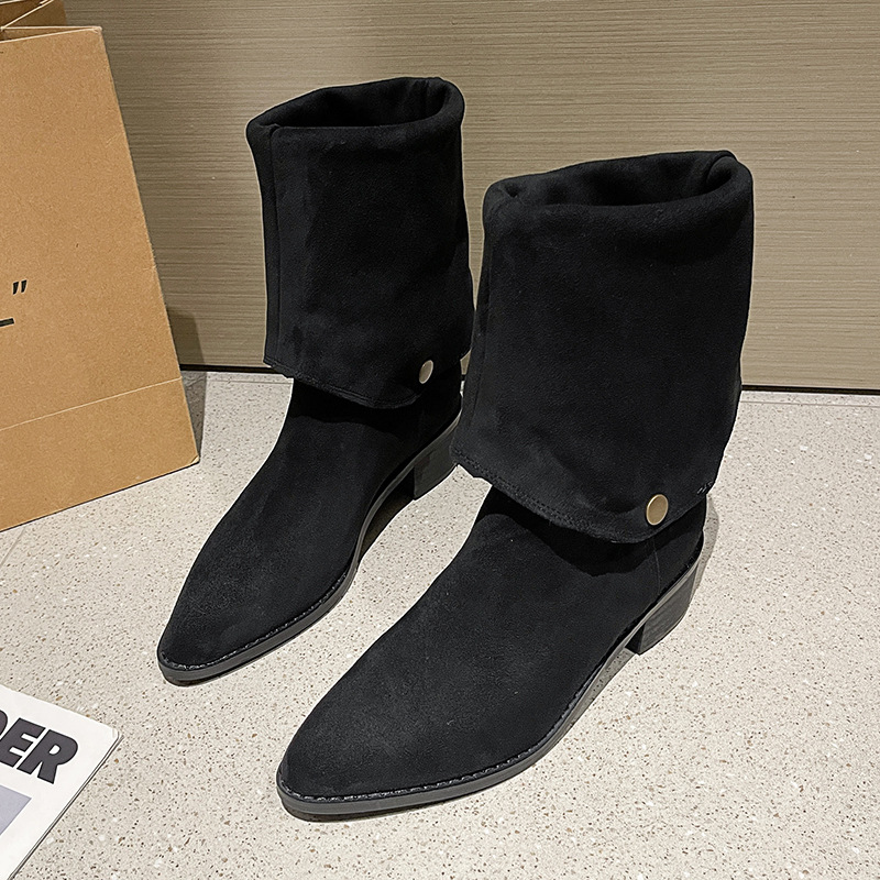 Designer shoes free shipping vintage pile boots with foldable fashion boots autumn new suede long leg knight boots black brown