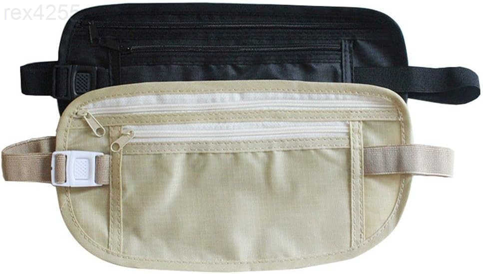 2 Pack Travel Money Belt Waist Wallet Slim RFID Blocking Passport Holder Invisible Belt Bag Fanny Pack for Men WomenW250912