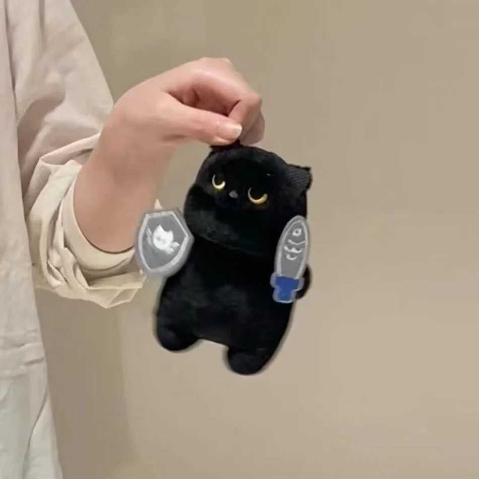 Q version Knight Cat Kitty cat doll toy backpack pendant Companion doll bag pendant Childrens birthday gift Cute black cat toy C250912