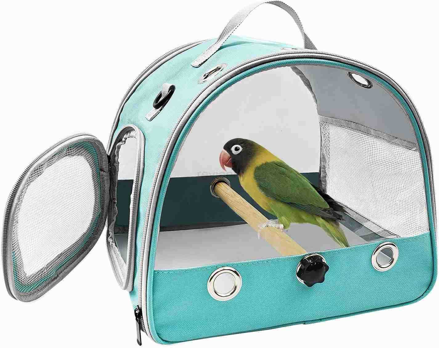 Bird Travel Carrier with Standing PerchLightweight Breathable Parrot Cage Small Pet Carrier Bag with Shoulder StrapBird Rat Guinea Pig Squirrel Carrie