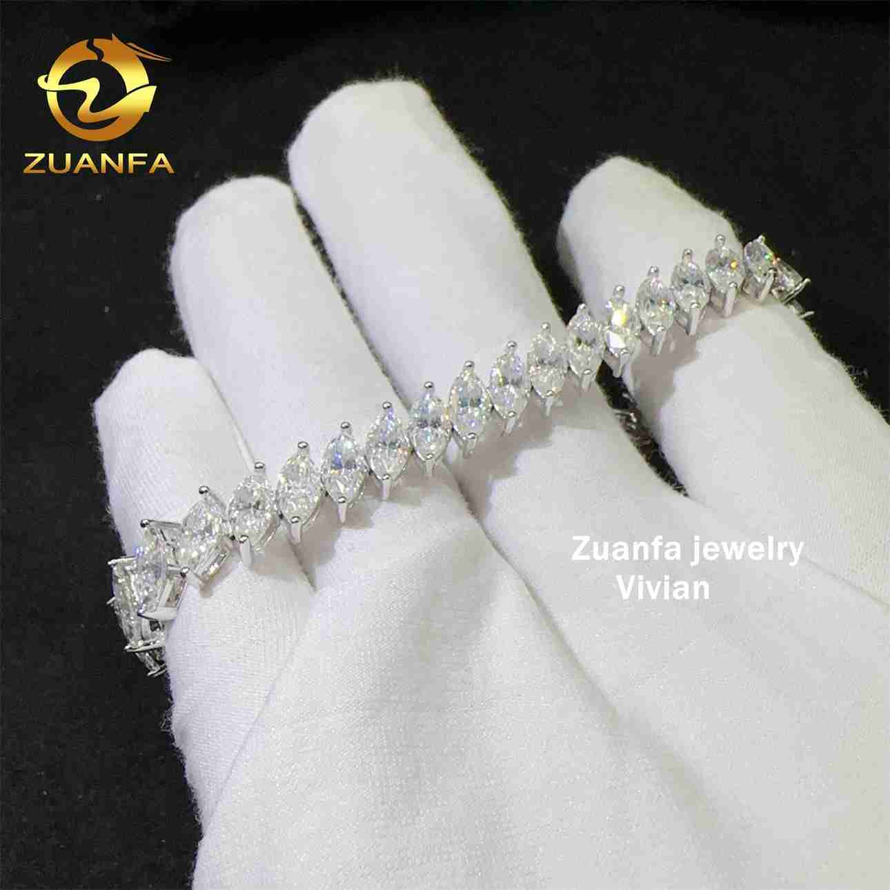 Hip Hop Jewelry Iced Out 8mm VVS Moissanite Diamond 925 Sterling Silver GRA Certified Tennis Chain Bracelet