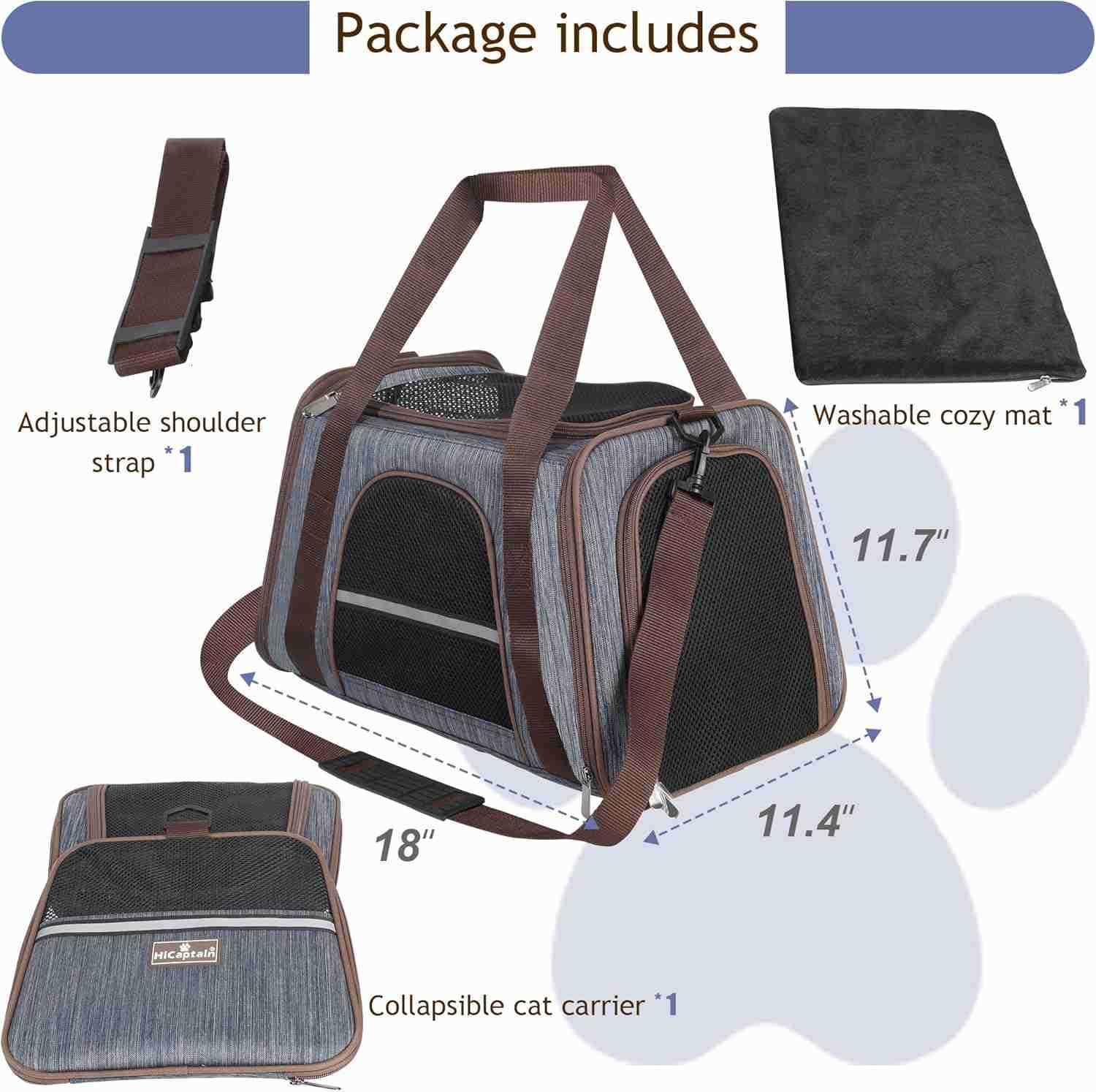 Soft Cat Carrier with Top Mesh Window Pet Carrier Breathable for Medium Cats and Small Dogs Puppies up to 15 lb BlueW250912