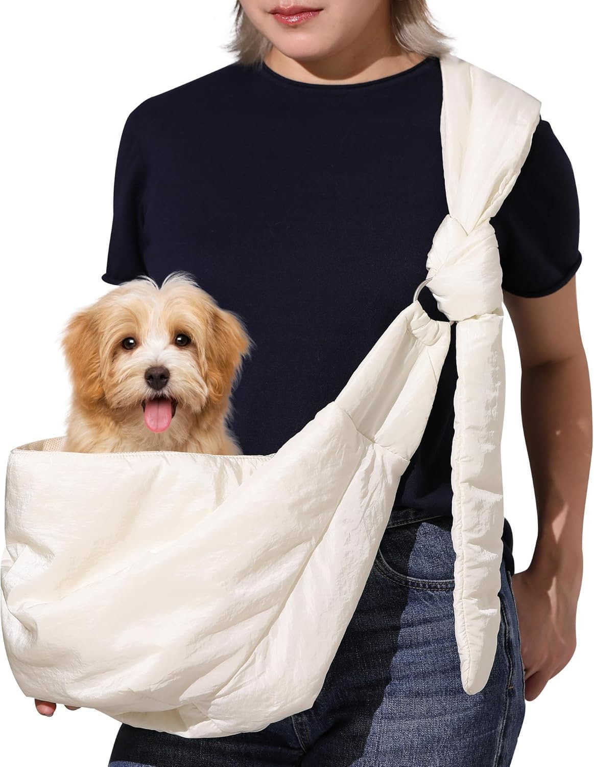 Dog Sling DIY Strap Puppy Carrier Sling for 512lbs Small Dogs Ultralight Cat Travel Purse with Mesh Bag Pets Papoose Carrier Foldable and Machine Wash