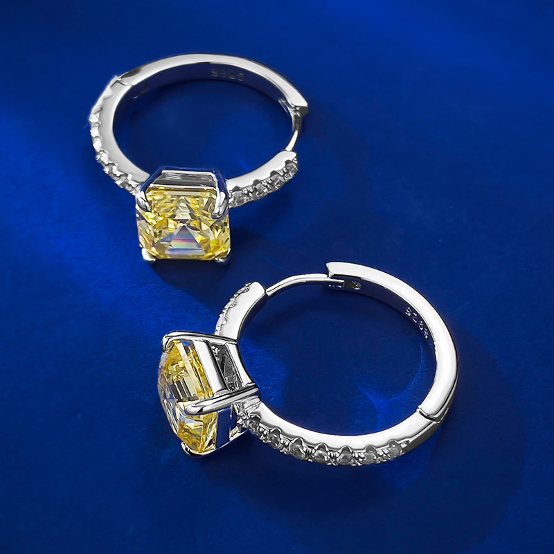 2025 Choucong Brand Clip Earrings Luxury Jewelry Genuine 100% 925 Sterling Silver Asscher Cut Lab Moissanite Diamond Gemstones Elegant Women Wedding E