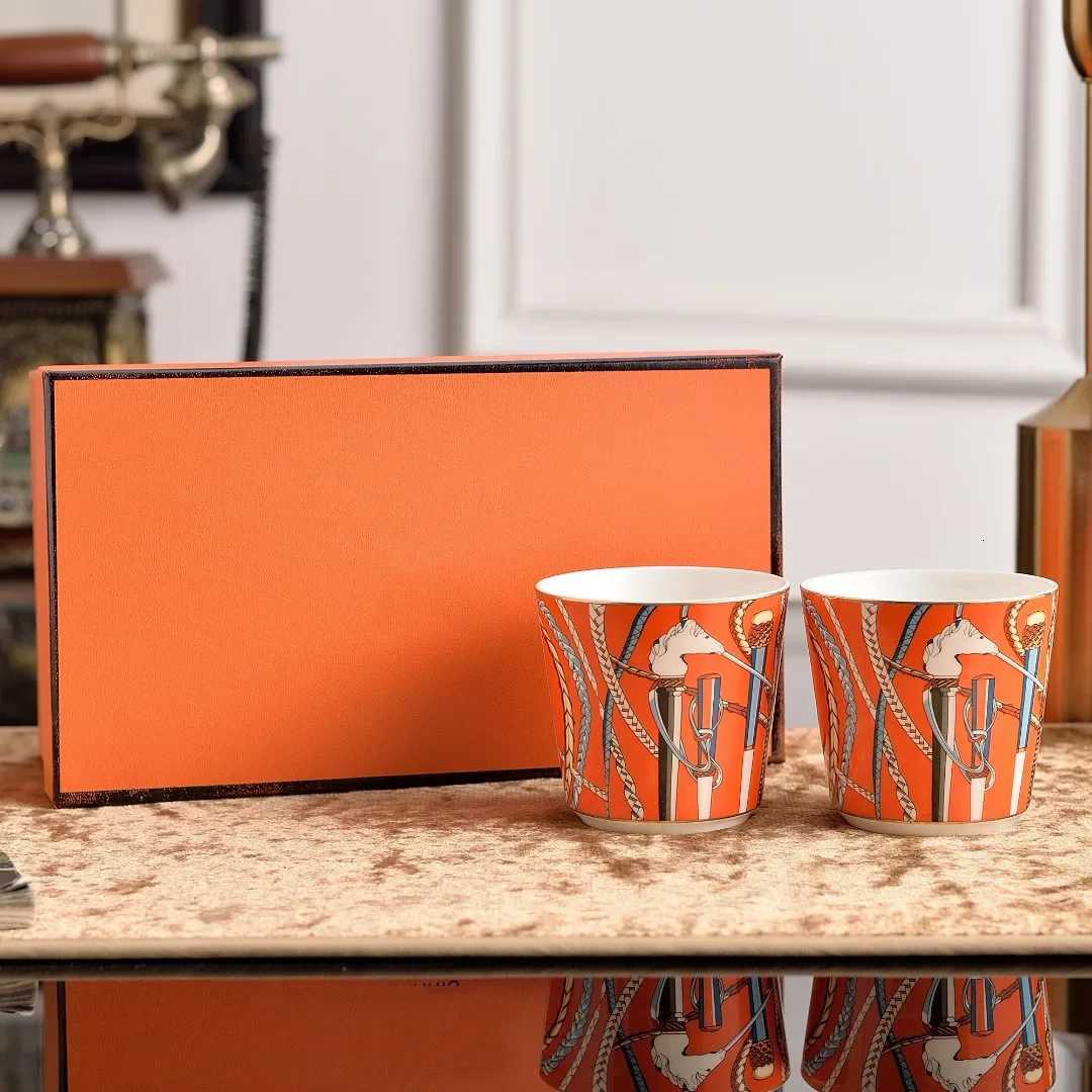 Luxury 2025 New H Family Scepter Series Coffee Cup 250ml Mosaic Handheld Couples Cup Family Breakfast Milk Cup Y250913