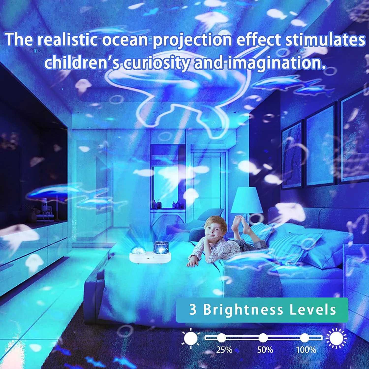 Ocean Light Projector for Bedroom Led Star Galaxy Sky Wave Color Rotating Underwater Wall Projection 3D Lamp Stereo Kids Gifts C251122