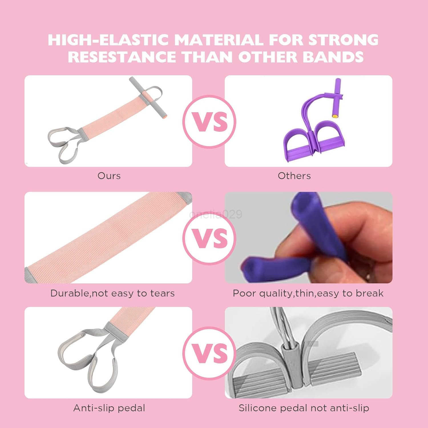 Fitness Resistance Band with Handles NonSlip Pedal 150lb Fabric Exercise Bands Yoga Starter Sets Sit Up Pull Rope for Full Body Strength Training Stre