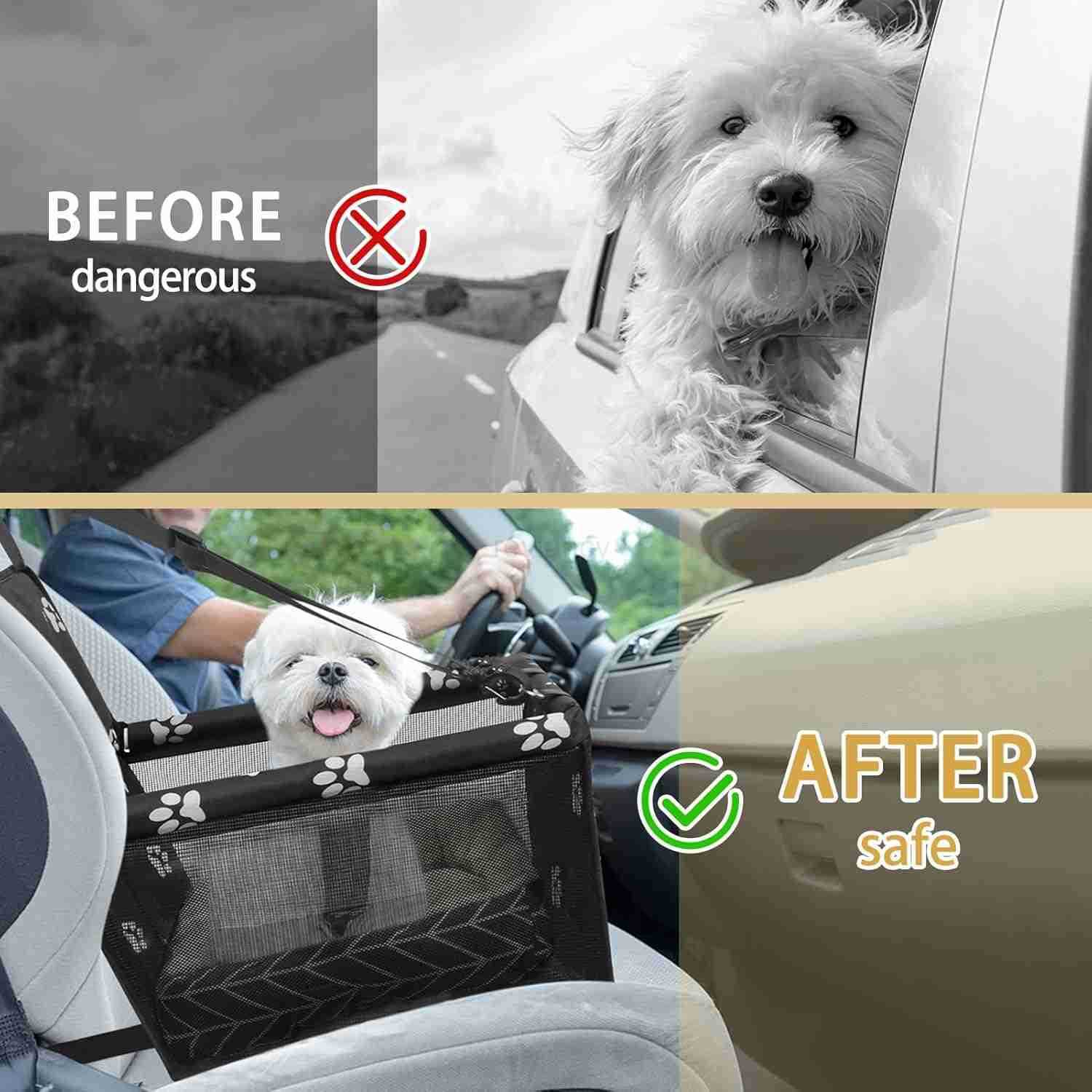 Dog Car Seat Foldable Dog Car Booster Seat Waterproof Breathable Oxford Travel Bag for Small to Medium Dogs Puppies and PetsPattern PinkMatW250912