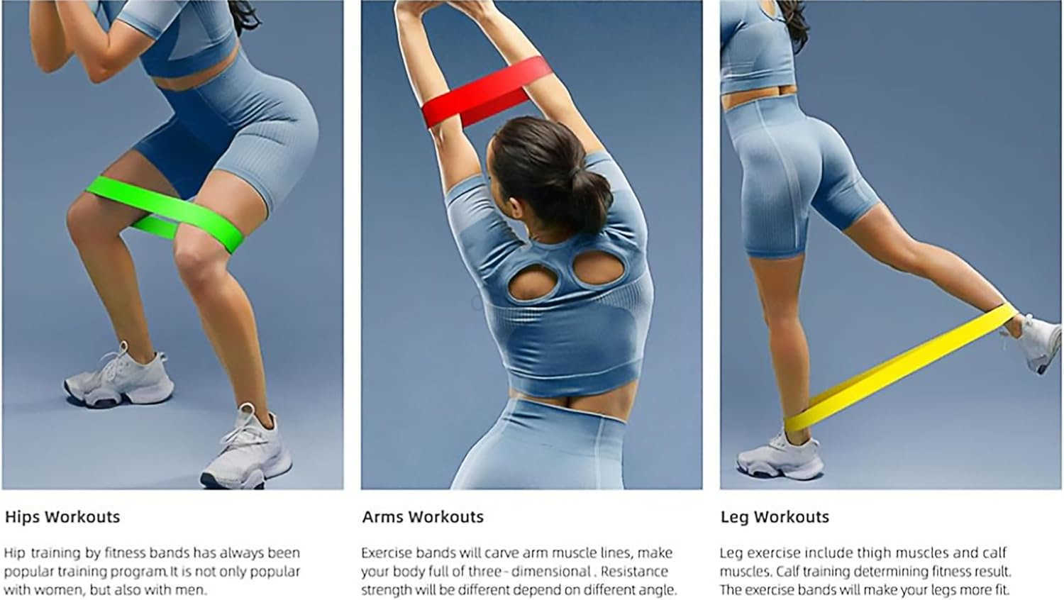 Resistance Bands Set of 5 Exercise Loop Bands for Men Women Fitness Yoga Stretching Physical Therapy with Carry Bag W250912