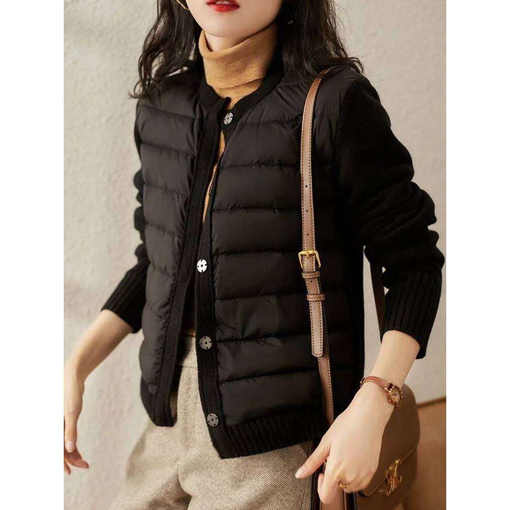 2025 Winter Sweater Patchwork Parka Women's Down Jackets Ultra Light Warm Casual Coat Female Puffer Jacket Oversized Outerwear